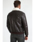 ფოტო #2 პროდუქტის Men's Genuine Leather Bomber Jacket with Shearling Lining, Brown Nappa and White Curly Wool