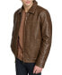 Men's Faux Leather Laydown Collar Jacket