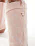 Glamorous western knee boots in pink micro