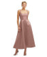ფოტო #1 პროდუქტის Square Neck Satin Midi Dress with Full Skirt & Pockets