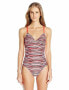 Фото #1 товара Lole 168751 Womens Saranda One-Piece Swimwear Sparkling Pink Stripe Size Medium