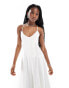 Reclaimed Vintage midi cami dress with ruched detail in off white twill