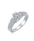 1CT Brilliant Round Solitaire U Set 6 Prong CZ Engagement Ring With Intricate Heirloom Filigree Details on Sides Of Pave Band Sterling Silver