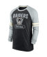 Фото #3 товара Men's Black and Silver-Tone Las Vegas Raiders Throwback Raglan Long Sleeve T-shirt
