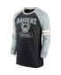 Men's Black and Silver-Tone Las Vegas Raiders Throwback Raglan Long Sleeve T-shirt