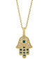 ფოტო #1 პროდუქტის EFFY® Blue & White Diamond Hamsa Hand 18" Pendant Necklace (1/5 ct. t.w.) in 14k Gold