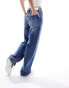 Фото #6 товара Stradivarius wide leg dad jean in medium wash blue