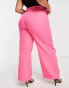 Фото #2 товара Trendyol plus wide leg trousers in pink