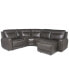 Фото #1 товара CLOSEOUT! Blairemoore 5-Pc. Leather Power Chaise Sectional with 1 USB Console and 2 Power Recliners, Created for Macy's