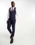 Harry Brown skinny fit cropped trouser in navy & red check