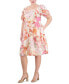 Фото #3 товара Plus Size Floral-Print Puff-Sleeve Midi Dress