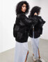 ASOS EDITION oversized faux leather patchwork bomber jacket in black M - фото #4