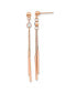 Stainless Steel Rose plated Crystal Bar Dangle Earrings