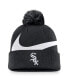 ფოტო #1 პროდუქტის Men's Black Chicago White Sox Swoosh Peak Cuffed Knit Hat with Pom