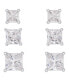 Cubic Zirconia 3-Pc. Set Graduated Round Stud Earrings in Silver Plate