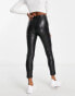 New Look Petite faux leather legging in black Черный, 42 - фото #2