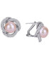 ფოტო #1 პროდუქტის Pink Cultured Freshwater Pearl (10-1/2mm) & Cubic Zirconia Love Knot Stud Earrings in Sterling Silver