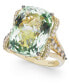 ფოტო #2 პროდუქტის Mint Julep Quartz (9-3/4 ct. t.w.), White Diamond (1/8 ct. t.w.) and Chocolate Diamond (3/8 ct. t.w.) Ring in 14k Gold, Created for Macy's