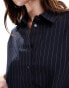 JDY oversized boxy pinstripe co-ord shirt in navy