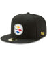 Фото #1 товара Men's Black Pittsburgh Steelers Omaha 59FIFTY Fitted Hat