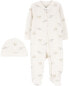 Baby 2-Piece 2-Way Zip Elephant Cotton Sleep & Play & Cap Set NB