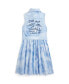 Big Girls Belted Tie-Dye-Print Cotton Shirtdress