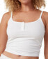 Women's Peached Jersey Henley Camisole Top