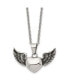 ფოტო #1 პროდუქტის Antiqued Heart with Wings Pendant Cable Chain Necklace
