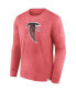 Фото #2 товара Men's Heather Red Distressed Atlanta Falcons Washed Primary Long Sleeve T-shirt