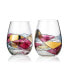 Фото #1 товара Artisanal Hand Painted Stemless Wine Glasses, Set of 2