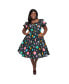 ფოტო #1 პროდუქტის Plus Size 1940s Sweetheart Button Front Swing Dress