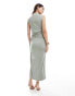 Фото #4 товара Abercrombie & Fitch Paloma mock neck sleeveless midi dress in olive green