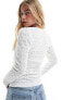 Vila long sleeved pointelle top in white