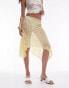 Фото #1 товара Topshop jersey hanky hem 90s length lace skirt in yellow