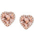 ფოტო #3 პროდუქტის Morganite (1-1/5 ct. t.w.) & Diamond (1/6 ct. t.w.) Heart Halo Stud Earrings in 14k Rose Gold