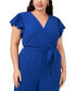 Фото #4 товара Plus Size Flutter-Sleeve Wide-Leg Jumpsuit