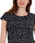 Women's Dot-Print Cowlneck Short-Sleeve Top