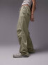 Фото #1 товара Topshop balloon parachute linen trouser in sage