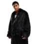 ASOS DESIGN faux fur overcoat in black