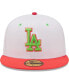 Men's White, Coral Los Angeles Dodgers 100Th Anniversary Strawberry Lolli 59Fifty Fitted Hat