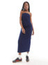 ONLY fitted bandeau midi denim dress in indigo