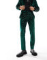 ASOS DESIGN skinny diamond sequin suit trouser in dark green