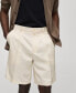 ფოტო #5 პროდუქტის Men's Linen-Blend Darts Detail Bermuda Shorts