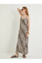 Фото #1 товара Платье Koton Леопардовый принт Тонкое бретельки Миди V-образное декольте Вискоза