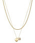 ფოტო #1 პროდუქტის Cubic Zirconia Double Puff Heart Snake Chain Layered Pendant Necklace