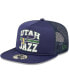 Фото #3 товара Men's Navy Utah Jazz Logo A-Frame 9Fifty Trucker Snapback Hat