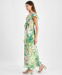 Фото #3 товара Women's Printed Flutter-Sleeve Maxi Dress