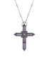 ფოტო #1 პროდუქტის Silver-Tone Purple Moonstone Purple Crystal Cross 20" Necklace