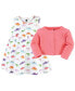 ფოტო #2 პროდუქტის Baby Girls Cotton Dress and Cardigan Set Dinosaurs