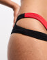 Фото #3 товара Nike Swimming Icon Sneakerkini asymmetrical bikini bottoms in black and red